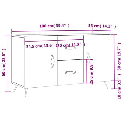 vidaXL Sideboard Betongrau 100x36x60 cm Holzwerkstoff