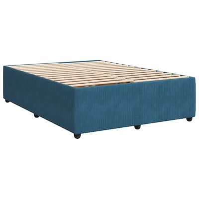 vidaXL Boxspringbett mit Matratze Blau 140x190 cm Samt