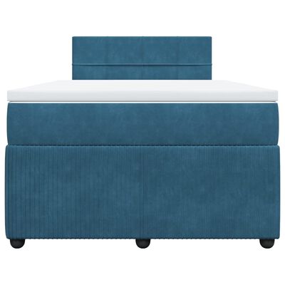 vidaXL Boxspringbett mit Matratze Blau 120x190 cm Samt