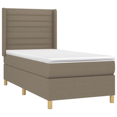 vidaXL Boxspringbett mit Matratze & LED Taupe 100x200 cm Stoff