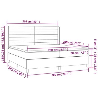 vidaXL Boxspringbett mit Matratze Schwarz 200x200 cm Stoff