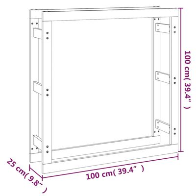 vidaXL Kaminholzregal Grau 100x25x100 cm Massivholz Kiefer