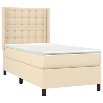 vidaXL Boxspringbett mit Matratze Creme 90x190 cm Stoff