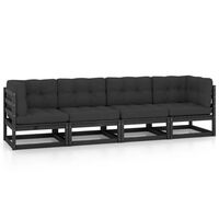 vidaXL 4-Sitzer-Gartensofa mit Kissen Kiefer Massivholz