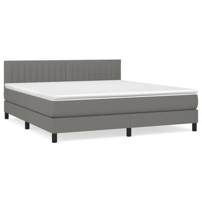 vidaXL Boxspringbett mit Matratze Dunkelgrau 180x200 cm Stoff