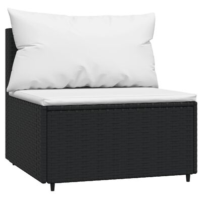 vidaXL 3-tlg. Garten-Lounge-Set mit Kissen Schwarz Poly Rattan