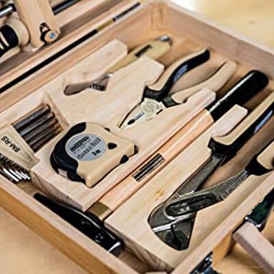 Brüder Mannesmann Werkzeug-Set Bambus-Werkzeugkoffer 24-tlg