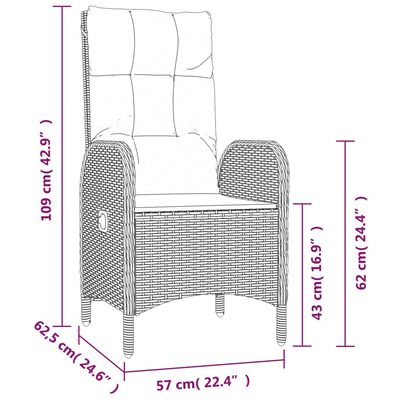 vidaXL 3-tlg. Garten-Essgruppe mit Kissen Schwarz Poly Rattan