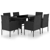 vidaXL 7-tlg. Garten-Essgruppe Poly Rattan Schwarz