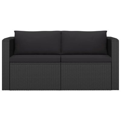 vidaXL 9-tlg. Garten-Lounge-Set mit Kissen Poly Rattan Schwarz