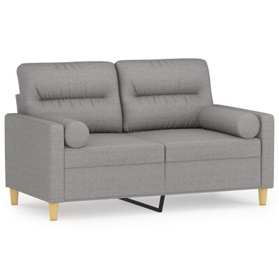 vidaXL 2-Sitzer-Sofa mit Kissen Hellgrau 120 cm Stoff