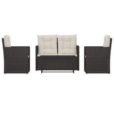 vidaXL 4-tlg. Garten-Lounge-Set mit Kissen Poly Rattan Schwarz