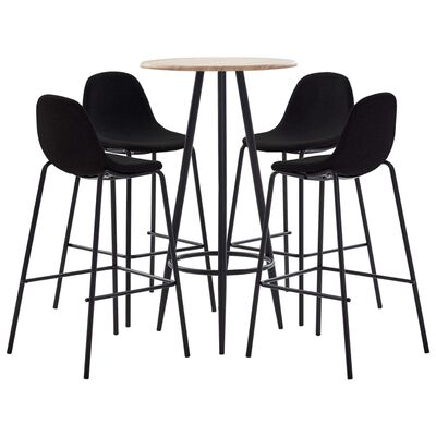 vidaXL 5-tlg. Bar-Set Stoff Schwarz