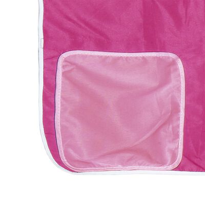 vidaXL Etagenbett mit Rutsche und Gardinen Rosa 80x200 cm