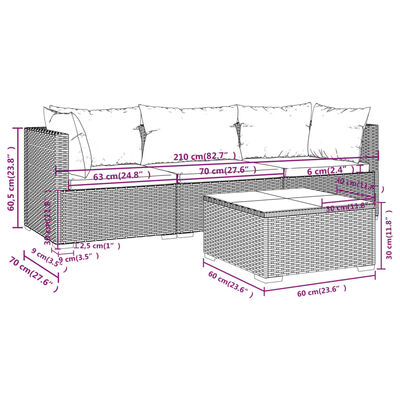 vidaXL 4-tlg. Garten-Lounge-Set mit Auflagen Poly Rattan Schwarz