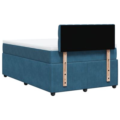 vidaXL Boxspringbett mit Matratze Blau 120x190 cm Samt