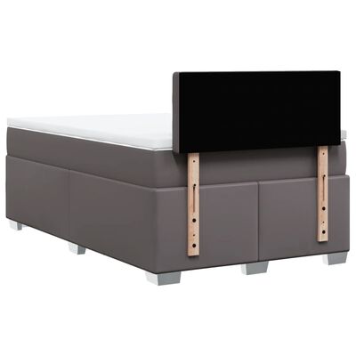 vidaXL Boxspringbett mit Matratze Grau 120x190 cm Kunstleder