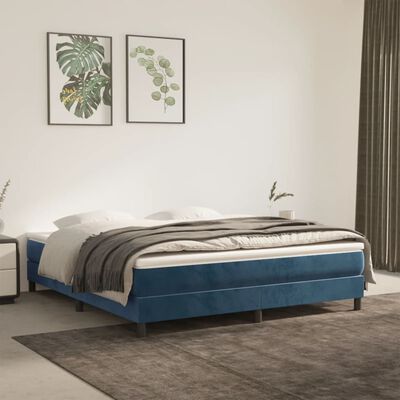 vidaXL Boxspringbett mit Matratze Dunkelblau 160x200 cm Samt