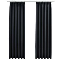 vidaXL Verdunkelungsvorhänge mit Haken 2 Stk. Schwarz 140x175cm