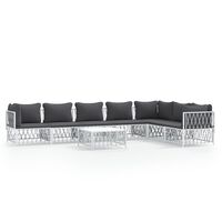 vidaXL 8-tlg. Garten-Lounge-Set mit Kissen Weiß Stahl