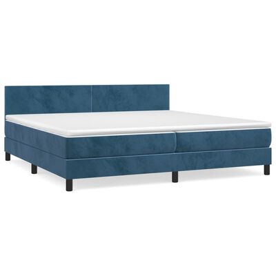 vidaXL Boxspringbett mit Matratze Dunkelblau 200x200 cm Samt