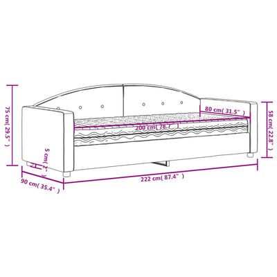 vidaXL Tagesbett mit Matratze Gelb 80x200 cm Samt