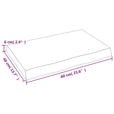 vidaXL Tischplatte 60x40x(2-6) cm Massivholz Unbehandelt Baumkante