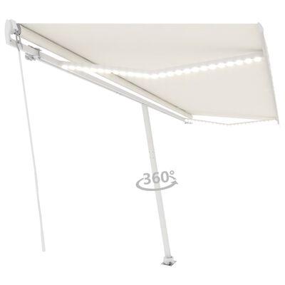 vidaXL Markise Manuell Einziehbar mit LED 500x300 cm Creme