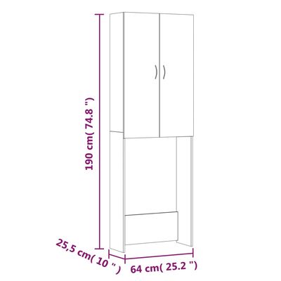 vidaXL Waschmaschinenschrank Betongrau 64x25,5x190 cm