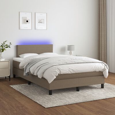 vidaXL Boxspringbett mit Matratze & LED Taupe 120x190 cm Stoff