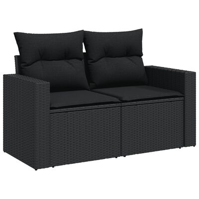 vidaXL 4-tlg. Garten-Sofagarnitur mit Kissen Schwarz Poly Rattan