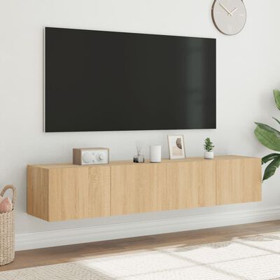 vidaXL TV-Wandschränke mit LED-Leuchten 2 Stk. Sonoma-Eiche 80x35x31cm