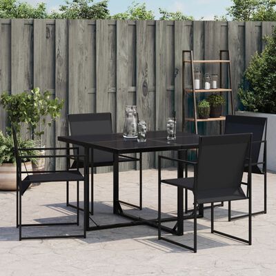 vidaXL Gartenstühle 4 Stk. Schwarz Stahl und Textilene