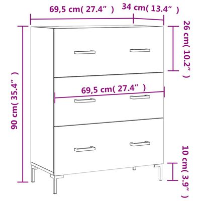 vidaXL Sideboard Räuchereiche 69,5x34x90 cm Holzwerkstoff