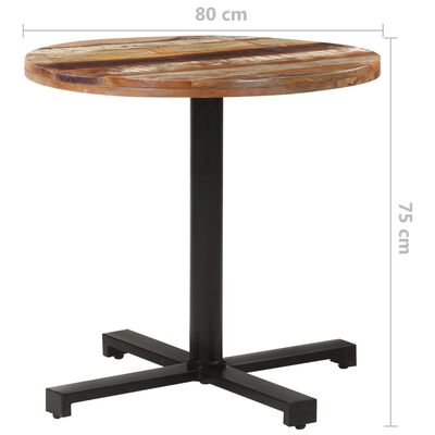 vidaXL Bistrotisch Rund Ø80x75 cm Altholz Massiv