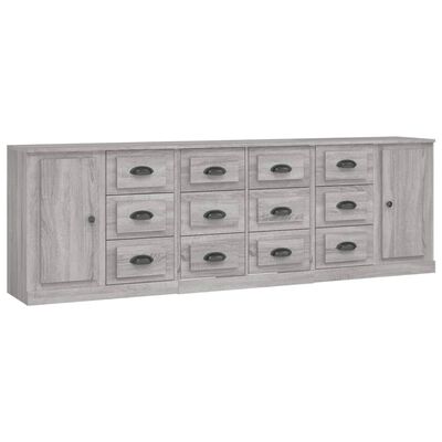 vidaXL Sideboards 3 Stk. Grau Sonoma Holzwerkstoff