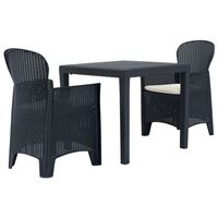 vidaXL 3-tlg. Bistro-Set Kunststoff Anthrazit Rattan-Optik