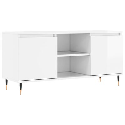 vidaXL TV-Schrank Hochglanz-Weiß 104x35x50 cm Holzwerkstoff