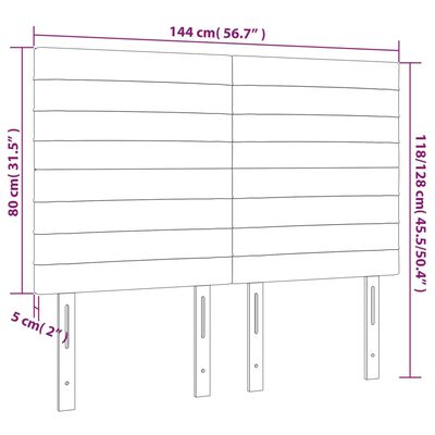 vidaXL LED Kopfteil Dunkelgrau 144x5x118/128 cm Samt