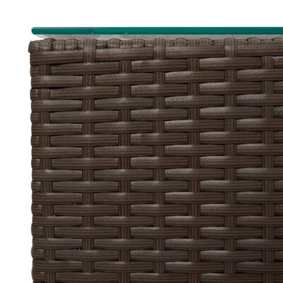 vidaXL Beistelltische 3 Stk. mit Glasplatten Braun Poly Rattan