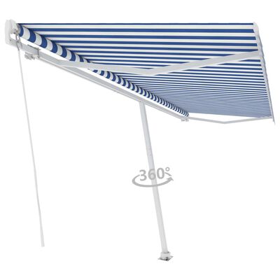 vidaXL Standmarkise Manuell Einziehbar 500x350 cm Blau/Weiß