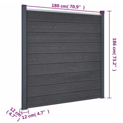 vidaXL Zaunelement-Set Grau 699x186 cm WPC