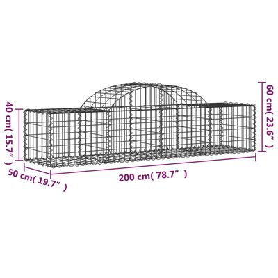 vidaXL Gabionen mit Hochbogen 11 Stk. 200x50x40/60 cm Verzinktes Eisen