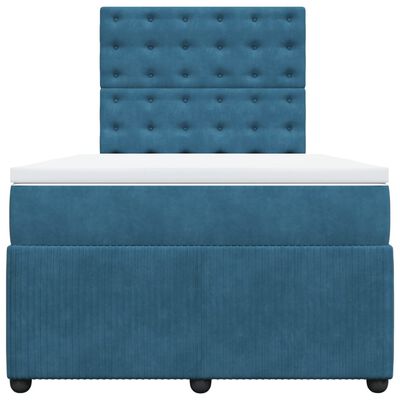 vidaXL Boxspringbett mit Matratze Blau 120x190 cm Samt