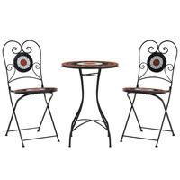 vidaXL Mosaik-Bistro-Set Terrakottarot und Weiß Eisen und Keramik