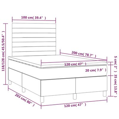 vidaXL Boxspringbett mit Matratze Rosa 120x200 cm Samt