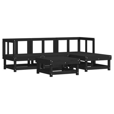 vidaXL 5-tlg. Garten-Lounge-Set Schwarz Massivholz Kiefer