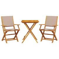 vidaXL 3-tlg. Bistro-Set Taupe Stoff und Massivholz