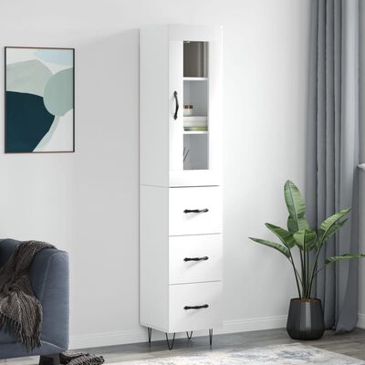 vidaXL Highboard Hochglanz-Weiß 34,5x34x180 cm Holzwerkstoff