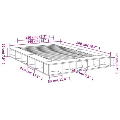 vidaXL Bettgestell Braun Eichen-Optik 160x200 cm Holzwerkstoff